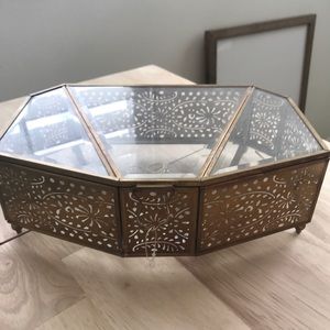Anthropologie gold jewelry case